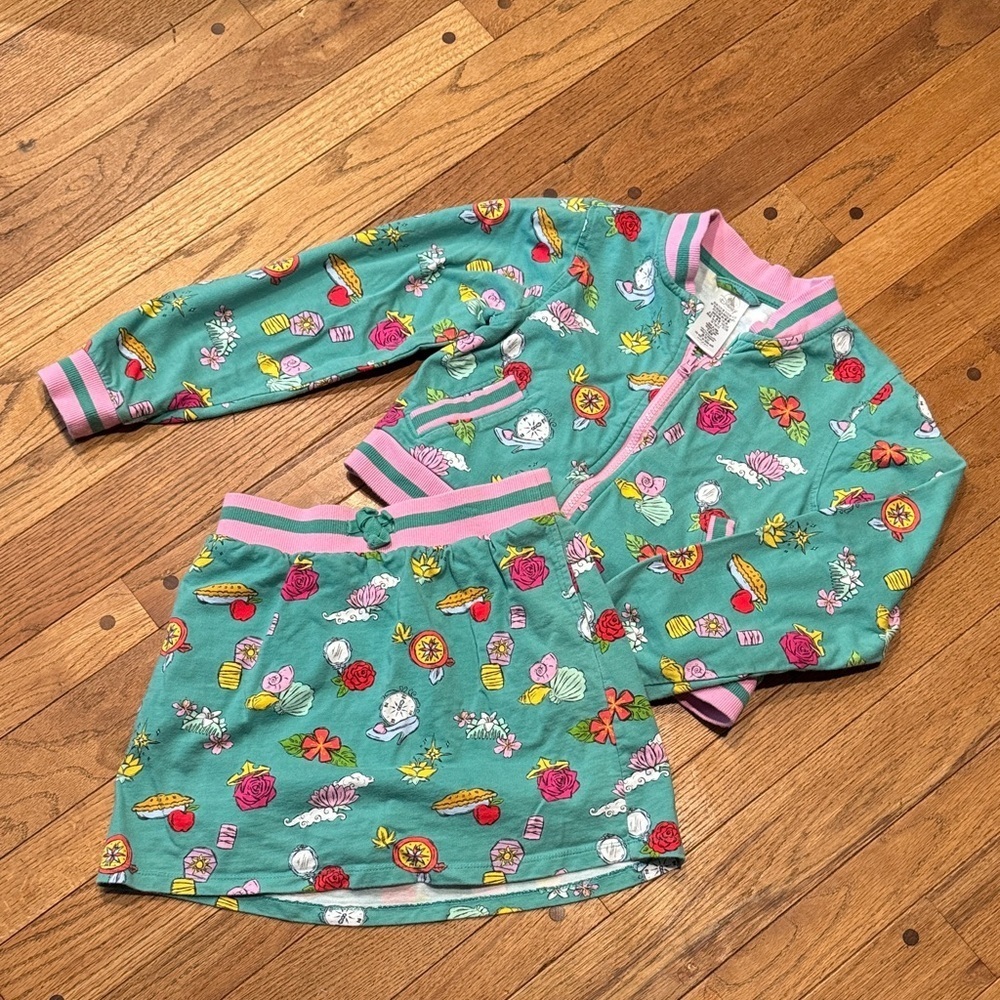 Disney Princess Girls 11/12 Jasmine Ariel Belle Zip Jacket Skort Set